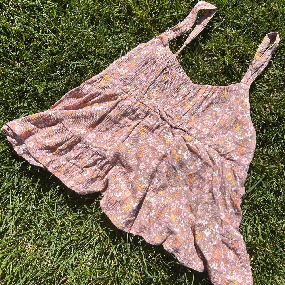 Purple floral babydoll blouse tank